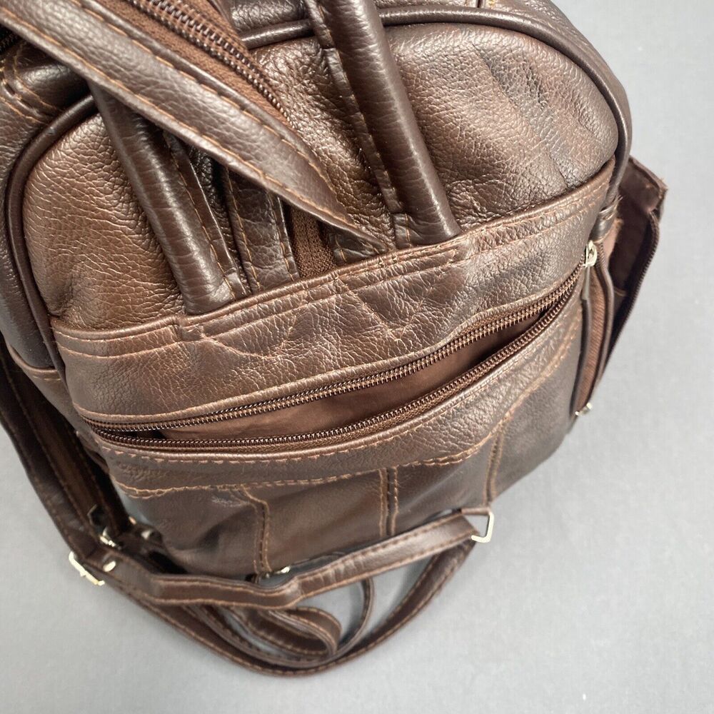 Vtg 90s Pebbled Leather Patchwork Backpack Bag Wo… - image 8